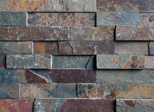 WALLSTONE Q - KVARCIT KŘEMEN - Obkladový panel lepený z přírodního kamene, Rusty Slate N3002 - 55x15x1-3cm