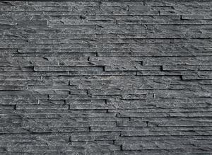WALLSTONE Q - KVARCIT KŘEMEN - Obkladový panel lepený z přírodního kamene, Black Slate tenký pásek N 3003 - 60×15×1–3cm