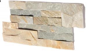WALLSTONE Q - KVARCIT KŘEMEN - Obkladový panel lepený z přírodního kamene, Golden Q010 - 18x35x1,5-2,5cm - 3